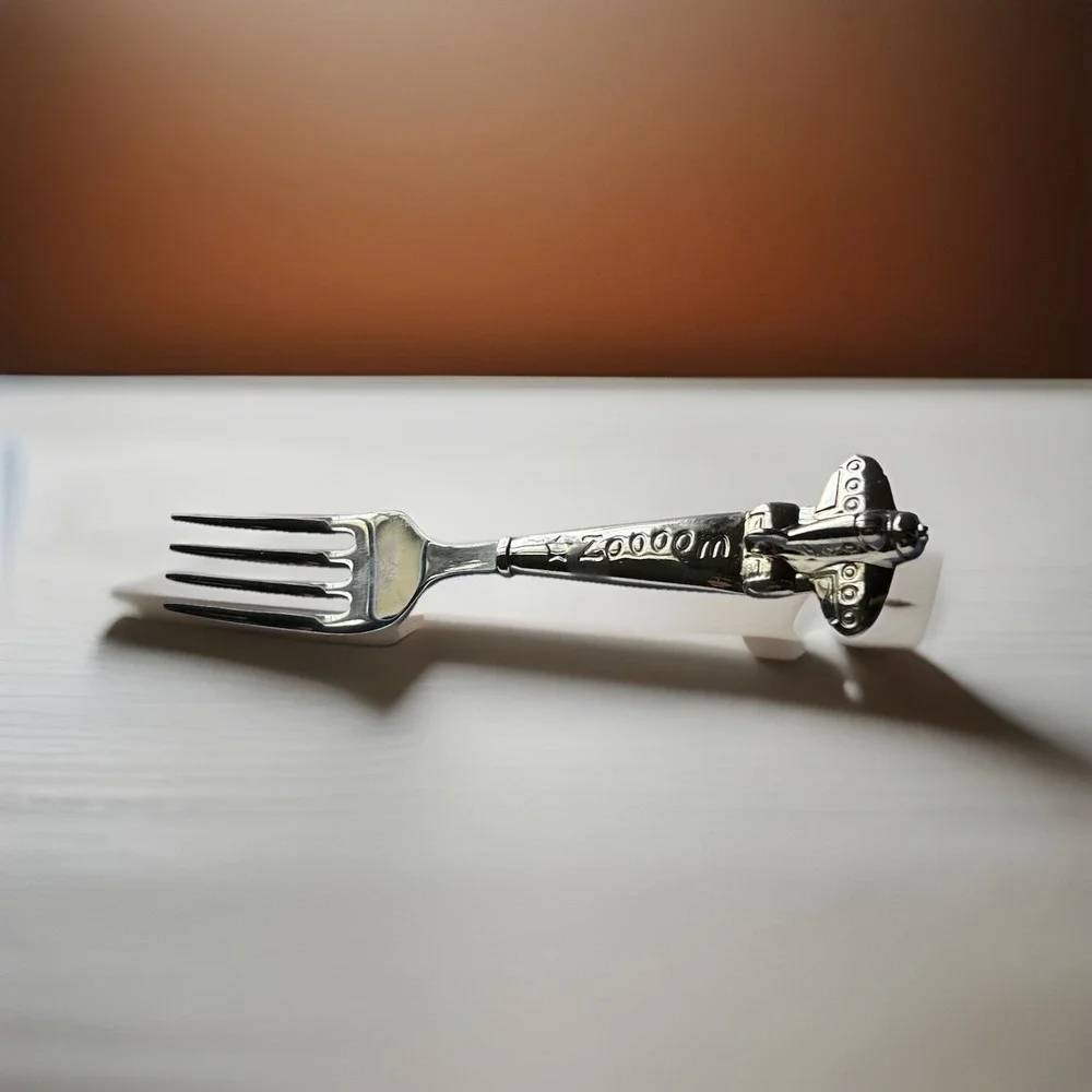 Reed & Barton‎ Stainless Steel Zoom Zoom Airplane Fork Flatware Baby Toddler